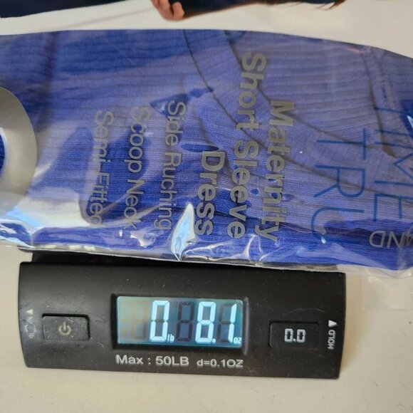 Time and Tru Maternity Short Sleeve Dress Size S Blue Scoop Neck Side Ruching - Picture 8 of 8